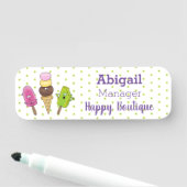 Niedliches Trio aus Cartoon-Eis Namensschild (Beispiel)