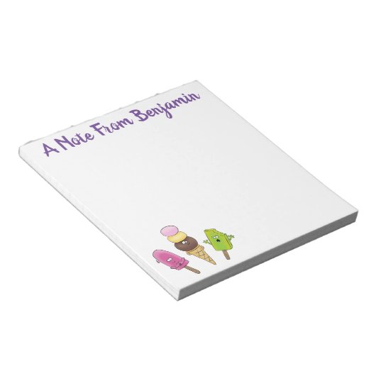 Niedliches Trio aus Cartoon-Eis Notizblock (angewinkelt)