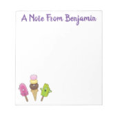 Niedliches Trio aus Cartoon-Eis Notizblock (Vorderseite)