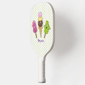Niedliches Trio aus Cartoon-Eis Pickleball Schläger (Links)