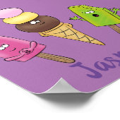 Niedliches Trio aus Cartoon-Eis Poster (Ecke)