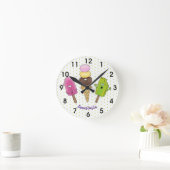 Niedliches Trio aus Cartoon-Eis Runde Wanduhr (Zuhause)