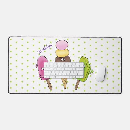 Niedliches Trio aus Cartoon-Eis Schreibtischunterlage (Tastatur & Maus)