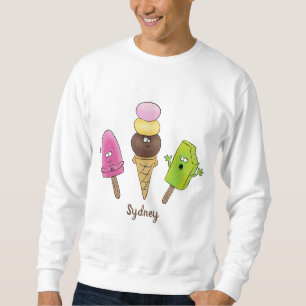 Niedliches Trio aus Cartoon-Eis Sweatshirt