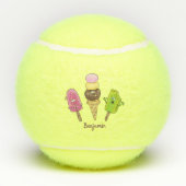 Niedliches Trio aus Cartoon-Eis Tennisbälle (Rückseite)
