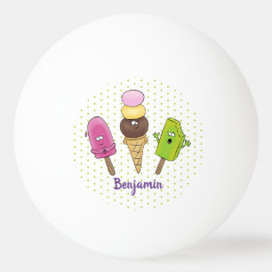 Niedliches Trio aus Cartoon-Eis Tischtennisball