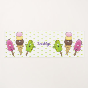 Niedliches Trio aus Cartoon-Eis Yogamatte