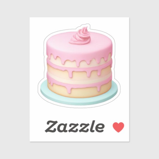 Niedliches Tropfen Pink Cake Emoji Aufkleber (Blatt)