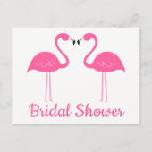 Niedliches Tropical Beach Pink Flamingo Brautparty Einladungspostkarte (Vorderseite)