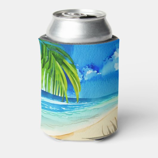 Niedliches Tropical Beach Wasserfarbe Custom Bache Dosenkühler (Kanne Rückseite)