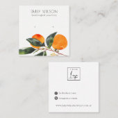 Niedliches Tropical Boho Mandarin Stud Earring Dis Quadratische Visitenkarte (Vorne/Hinten)