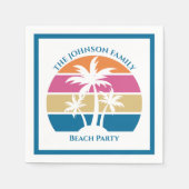 Niedliches Tropical Palm Tree Custom Blue Beach Pa Serviette (Vorderseite)