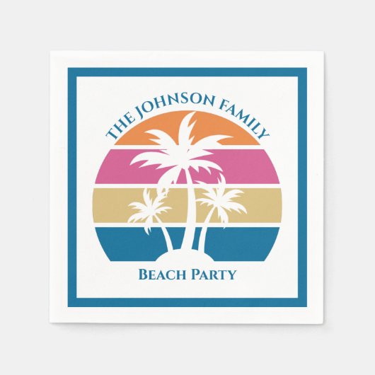 Niedliches Tropical Palm Tree Custom Blue Beach Pa Serviette (Vorderseite)