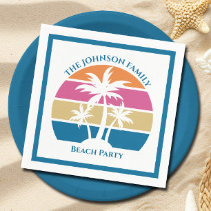Niedliches Tropical Palm Tree Custom Blue Beach Pa Serviette