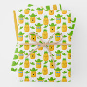 Niedliches Tropisches Ananas-Umhüllungspapier Set Geschenkpapier Set (Beispiel)
