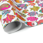 Niedliches tropisches Fischrot Türkisfarben Lila M Geschenkpapier (Rolleneckpunkt)