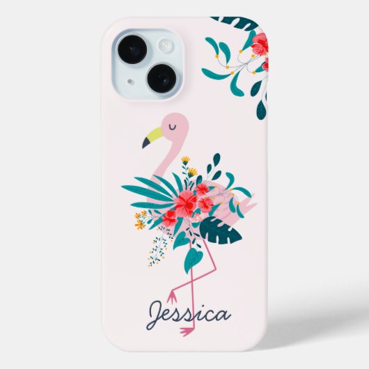 Niedliches tropisches Flamingo Case-Mate iPhone Hülle (Rückseite)