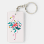 Niedliches tropisches Flamingo Schlüsselanhänger (Rückseite)