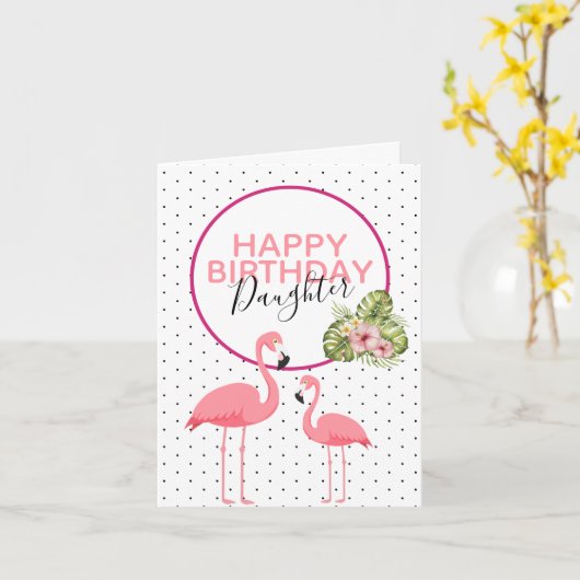 Niedliches Tropisches Flamingo-Tochter Geburtstag Karte (Gelbe Blume)