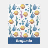 Niedliches tropisches Meeresmuster Fleecedecke (Vorderseite)