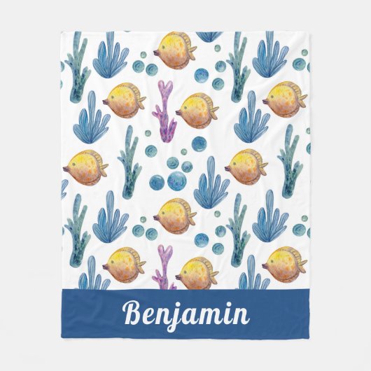 Niedliches tropisches Meeresmuster Fleecedecke (Vorderseite)