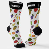 Niedliches tropisches Obst Veggie Muster Personali Socken (Gewinkelt)