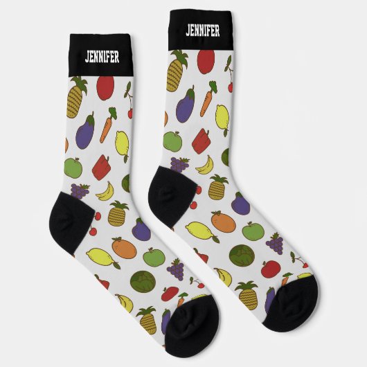Niedliches tropisches Obst Veggie Muster Personali Socken (Rechts)