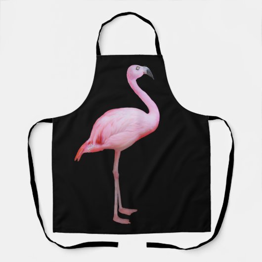 Niedliches tropisches Rosa Flamingo auf Black Mode Schürze (Vorderseite)