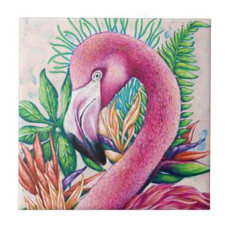 Niedliches tropisches Rosa Flamingo Keramik Tile Fliese