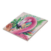 Niedliches tropisches Rosa Flamingo Keramik Tile Fliese (Seite)