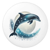 Niedliches tropisches Strandhaus Delfine Keramikknauf (Vorderseite)