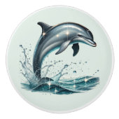 Niedliches tropisches Strandhaus Delfine Keramikknauf (Vorderseite)