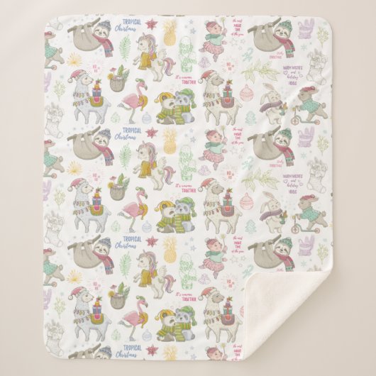 Niedliches tropisches Weihnachtssherpa Blanket Sherpadecke (Vorderseite)