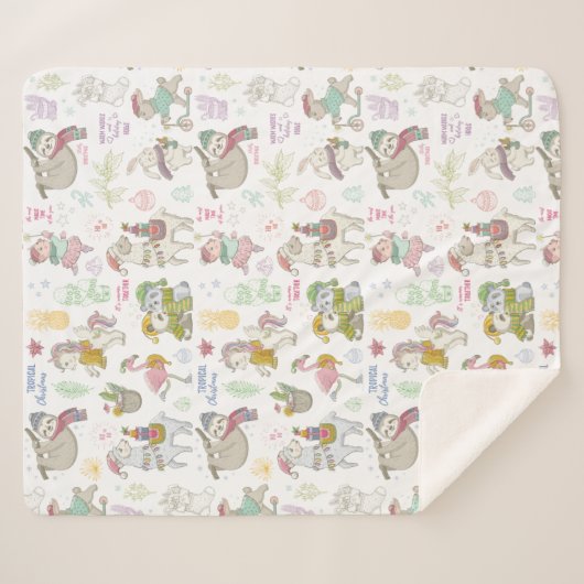 Niedliches tropisches Weihnachtssherpa Blanket Sherpadecke (Vorderseite (Horizontal))