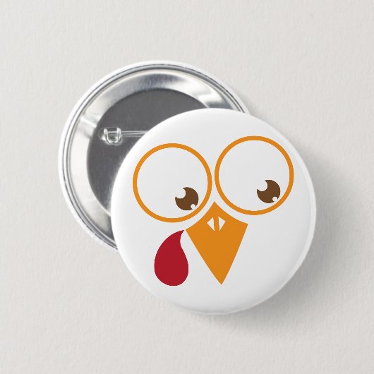 Niedliches Truthahngesicht Button (Vorne & Hinten)
