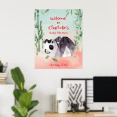 Niedliches Tumbling Panda Gender Baby Dusche Willk Poster (Heimbüro)