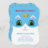 Niedliches Türkis und Weißer Prinz Tuxedo Katze Ge Einladung (Vorne/Hinten)