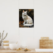 Niedliches Türkisches Angora Cat Art Print Poster (Küche)