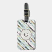 Niedliches, türkisfarbenes abstraktes Muster Monog Gepäckanhänger (Vorderseite vertikal)