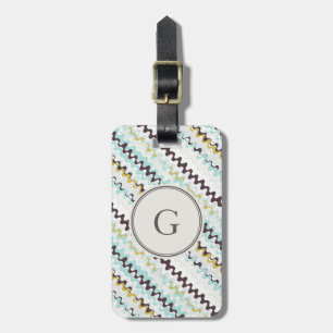 Niedliches, türkisfarbenes abstraktes Muster Monog Gepäckanhänger