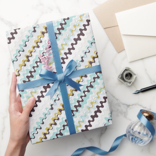 Niedliches, türkisfarbenes abstraktes Muster Monog Geschenkpapier (Schenken)