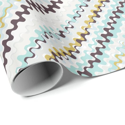 Niedliches, türkisfarbenes abstraktes Muster Monog Geschenkpapier (Rolleneckpunkt)