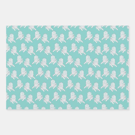 Niedliches türkisfarbenes Adirondack-Muster Geschenkpapier Set (Vorderseite)
