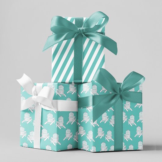Niedliches türkisfarbenes Adirondack-Muster Geschenkpapier Set