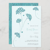 Niedliches türkisfarbenes Blume Brautparty Einladung (Vorne/Hinten)
