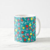 Niedliches türkisfarbenes Blumenmuster Kaffeetasse (VorderseiteRechts)