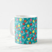 Niedliches türkisfarbenes Blumenmuster Kaffeetasse (Vorderseite Links)