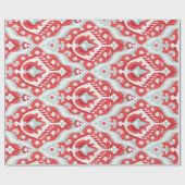 Niedliches, türkisfarbenes Ikat-Stammmuster Geschenkpapier (Flach)