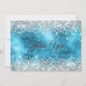 Niedliches türkisfarbenes Imitat Glitzer Dankeskarte (Vorderseite)