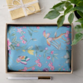 Niedliches Turqoise Floral & Butterfisch Muster Seidenpapier (Geschenk)